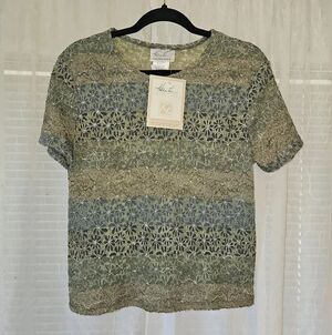 Kathie Lee Collection Floral Lace Multi Colored Short Sleeve Top